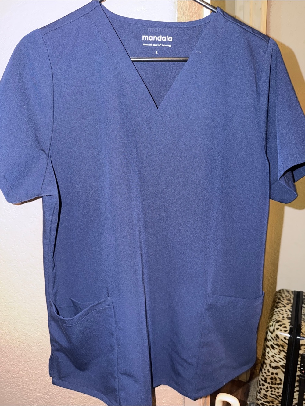 mandala Women's V-Neck Navy Top